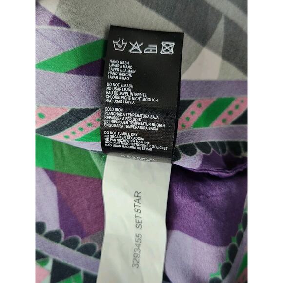 Custo Barcelona Multicolor Geometric Shirt Dress Long Sleeve Silk Blend Size 36 - Picture 6 of 9